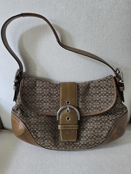Coach Handbags - Vintage Coach Soho Signature Brown Canvas and Leather Shoulder Bag
